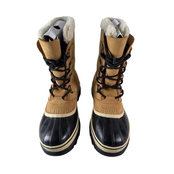 Sorel Caribou Winter Snow Boots Womens 8.5 Waterproof Leather Insulated Tan Buff - Picture 7 of 11